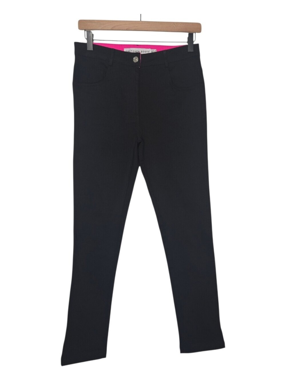 Gretchen Scott Womens Black Classic Slit Ankle Gripeless Pants Size XS